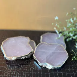 home arte Rose Quartz Silver Plated Table Coaster for Bar Beer Coffee Tea Drinking Coasters for Dining Table Hot Pots -Set of 40 image 1