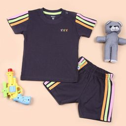 V-Mart Boys Striped Pure Cotton T-Shirt With Shorts-picture-2