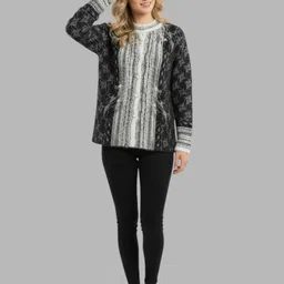 Gouri Women Fair Isle Monochrome Woollen Cardigan image 5