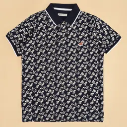 Pantaloons Junior Boys Floral Printed Polo Collar Cotton T-shirt-image-3