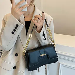 LULU & SKY PU Oversized Structured Handheld Bag with Tasselled image 3