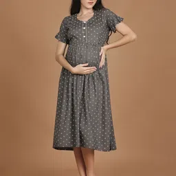 NIGHTSPREE Women Printed Maternity Fit & Flare Dress-picture-10