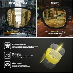 Arzonai Unisex Yellow Lens & Black Pack Of 2 Wayfarer Sunglasses With UV Protected Lens image 2