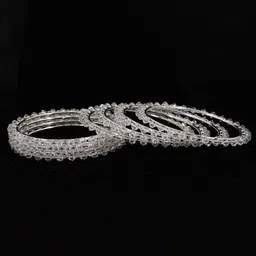 ZULKA Set of 8 Pearls Studded Metal Bangles image 1