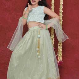 Aj DEZInES Girls Embroidered Thread Work Ready to Wear Lehenga & Blouse With Dupatta-picture-49