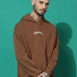 GRIFFEL Men Printed Hooded Pullover Sweatshirt image 2