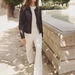 H&M Women Pure Cotton Flared Twill Trousers-picture-18