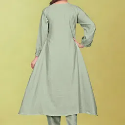 FAST FASHIONS Women Floral Embroidered Pleated Thread Work Kurta with Trousers & With Dupatta image 5