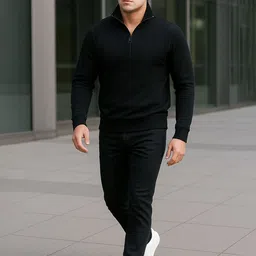 FARROWX Men Solid Half Zipper Sweatshirt image 3