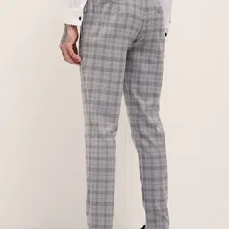 THE BEAR HOUSE Men Men's Checked Slim Fit Formal Trouser image 3