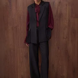 Trendyol Tie-Up Neck Long Sleeves Top With Trousers & Waistcoat-picture-29