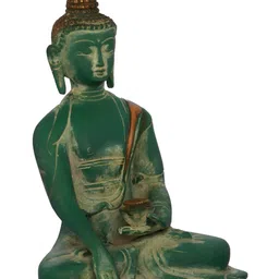 Exotic India Gold-Toned & Green Tibetan Buddhist Idol Showpiece-image-80