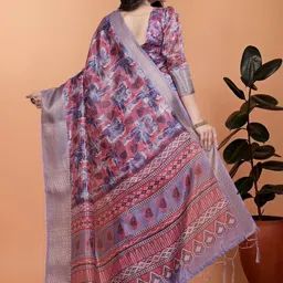 TheWonderWorld Floral Silk Blend Handloom Saree image 3