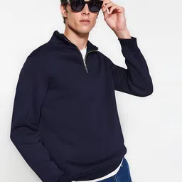 Trendyol Men Mock Collar Solid Sweatshirt image 4