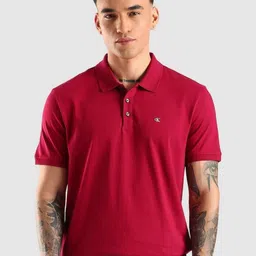 Calvin Klein Jeans Men Solid Polo Collar Pure Cotton T-shirt-picture-12