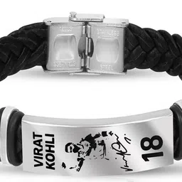 UNIVERSITY TRENDZ Men Leather Wraparound Virat Kohli Century Pose Bracelet image 4