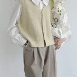 all about you Women Ribbed V Neck Sleeveless Cardigan Sweater-picture-35