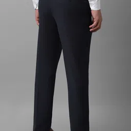 Louis Philippe Men Slim Fit Textured Flat Front Formal Trousers image 3