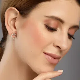 Anouk White Gold-Plated Stone Studded Heart Shaped Studs image 2