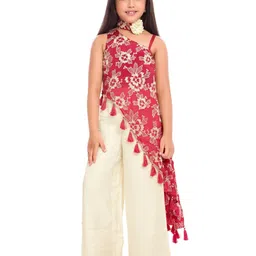 Tiny Kingdom Girls Embroidered One Shoulder Top With Palazzos-picture-25