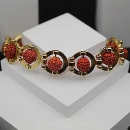 Dharmsaar Unisex Gold Plated Rudraksha Chain Bracelet image 4