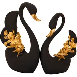 MISS PEACH Black & Gold-Toned Birds And Animals Curio Showpiece image 4