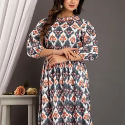 PINK VYBE Women Ethnic Motifs Printed Round Neck Fit & Flared Ethnic Dresses image 4