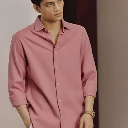 UNIQSOME Men Classic Fit Textured Spread Collar Cotton Casual Shirt-picture-11