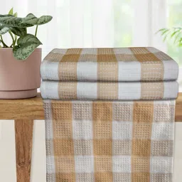 Athom Living Beige & White 3 Pieces Printed Cotton 210 GSM Bath Towel-image-53