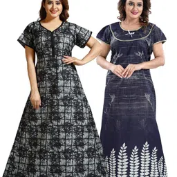 Inner Beats Women Pack Of 2 Multicoloured Cotton Blend Nightdress-picture-41