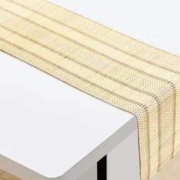 Home Centre Corsica Habitat Ocean Beige Striped Bamboo Rectangular Table Runner-image-86