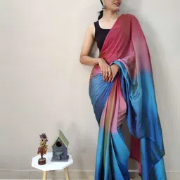 KALINI Ombre Poly Chiffon Designer Saree image 3
