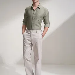 HIGHLANDER Textured Spread Collar Long Sleeves Cotton Casual Shirt image 3