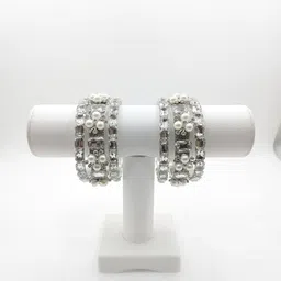 SD Star Silver Alloy Artificial Stones & Beads Bangle image 5