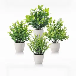 Dekorly Green 4 Pieces Blossom Eucalyptus Artificial Plant With Pot-image-38