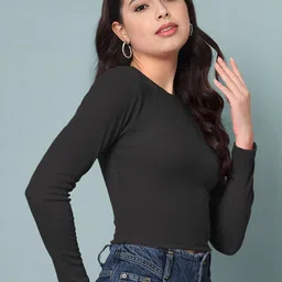 Dream Beauty Fashion Women Ribbed Round Neck Long Sleeves Top image 4