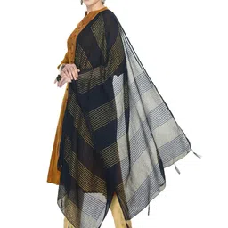 A R SILK DUPATTA HUB Woven Design Leheriya Dupatta with Zari image 2