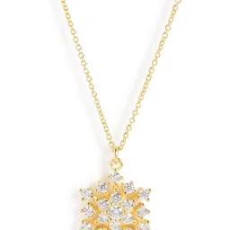 Carlton London 18Kt Gold-Plated CZ-Studded Snowflake-Shaped Pendant with Chain-picture-14