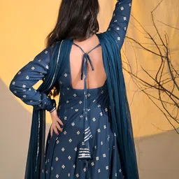 ADYASAA THE LABEL Women Printed Cotton Anarkali Kurta with Trousers & Dupatta image 5