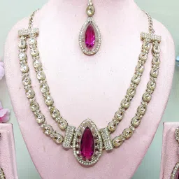 VATSALYA creation Alloy Gold- plated Purple Jewellery Set-picture-5