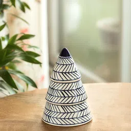 ExclusiveLane Black & White Christmas Pine Ceramic Curio Showpiece-image-3