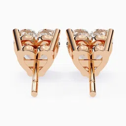 VALANOVA Hallmarked 18Kt Rose Gold Diamond Studded Earrings - 2.00 g image 5