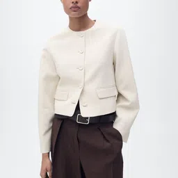 MANGO Collarless Tailored Crop Jacket-picture-38