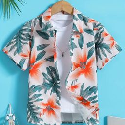 BAESD Boys Comfort Fit Floral Printed Spread Collar Cotton Casual Shirt-picture-24