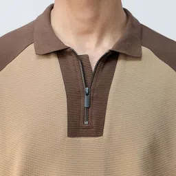 The Souled Store Oversized Ottoman Colourblocked Polo Collar T-Shirt image 5