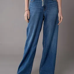 AMERICAN EAGLE OUTFITTERS Women Wide Leg Mid-Rise Light Fade Jeans-picture-29