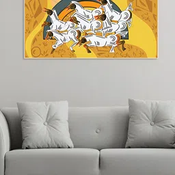 nestroots Yellow & White Seven Horses of Fortune Care Canvas Religious Wall Painting-picture-29