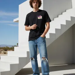 glitchez Graphic Print Drop-Shoulder Sleeves Oversized T-shirt image 5