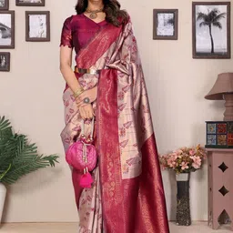 WOVENSTOCK Woven Design Zari Art silk Heavy Work Kanjeevaram Saree image 2
