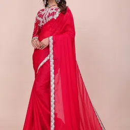 Mfh Mishti fashion hub Embellished Embroidered Pure Georgette Heavy Work Banarasi Saree-picture-10